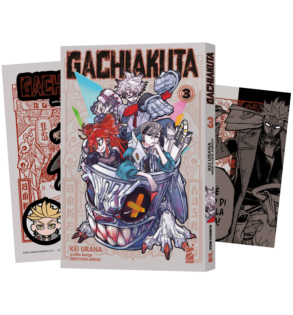 GACHIAKUTA n. 3 VARIANT COVER EDITION CON 1 ILLUSTRATION CARD E 1 SET DI STICKER
