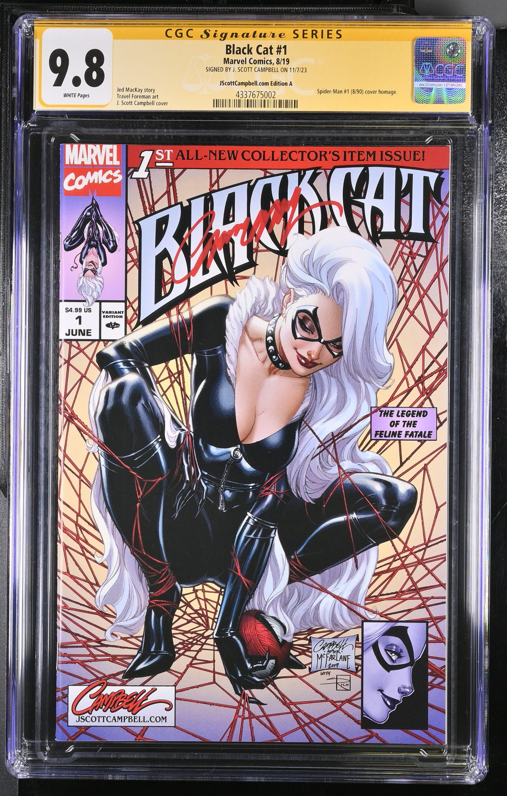 CGC 9.8 Black Cat #1 - Signed J.Scott Campell