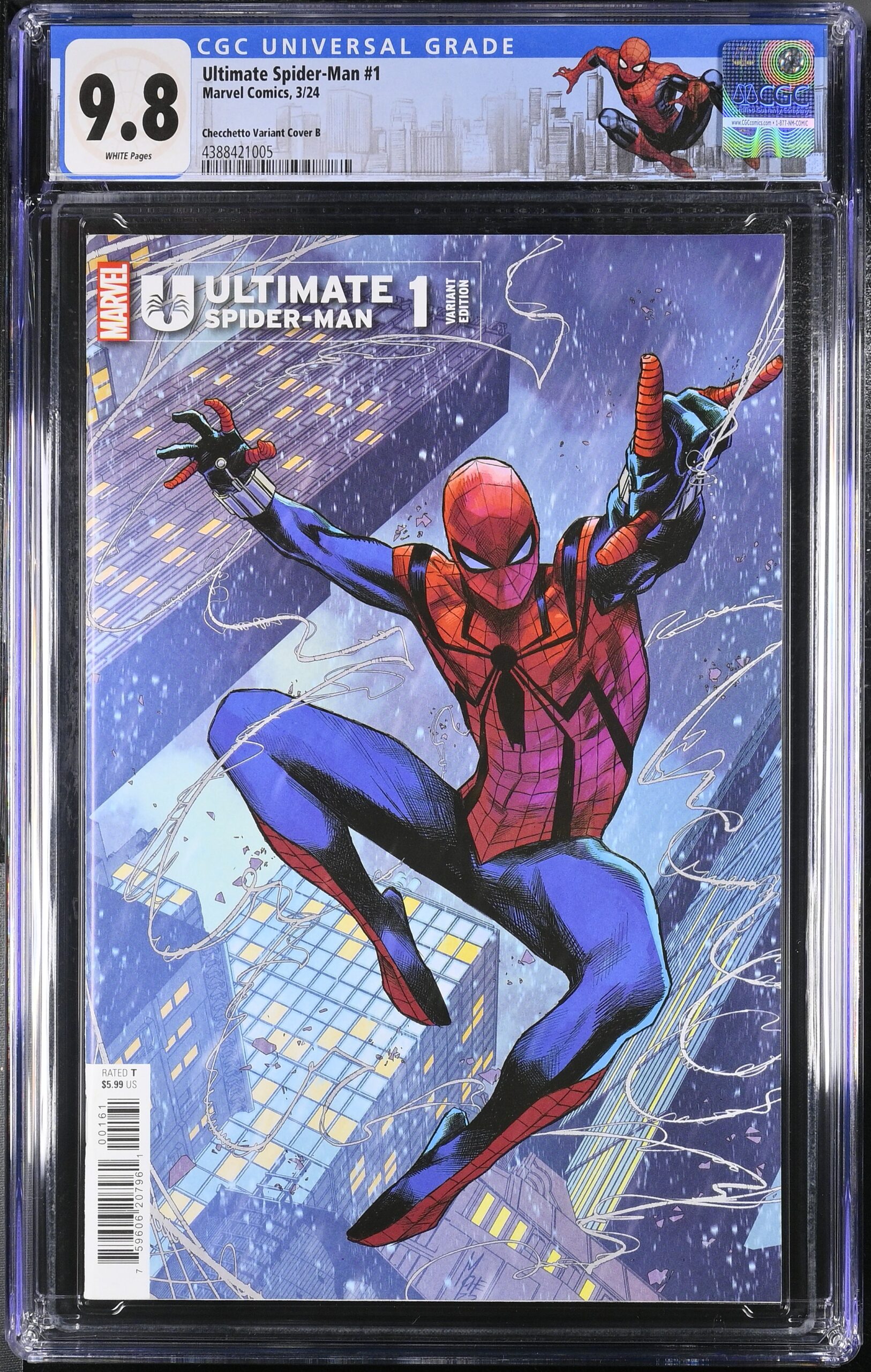 CGC 9.8 Ultimate Spider-Man 1 3/24 Marvel Comics Checchetto Variant Cover B