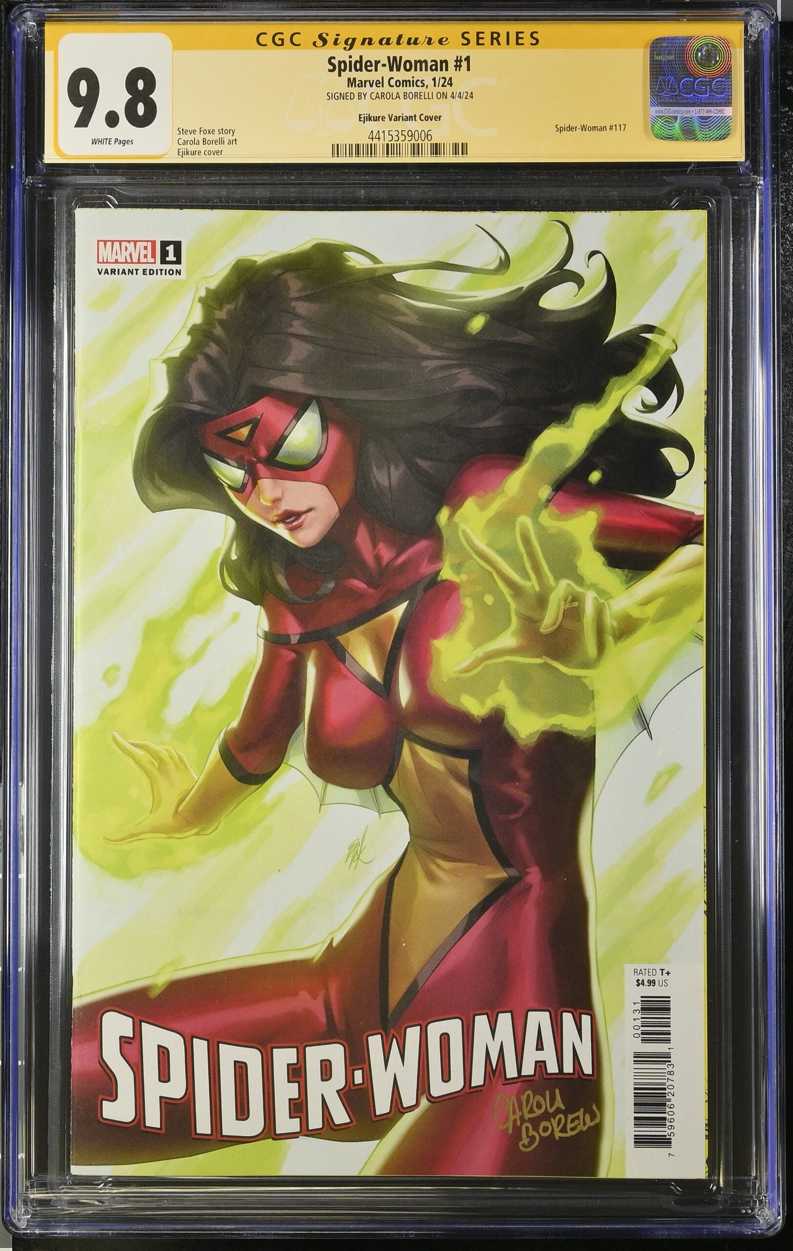 CGC 9.8 SPIDER-WOMAN #1 VARIANT SIGNED BY CAROLA BORELLI