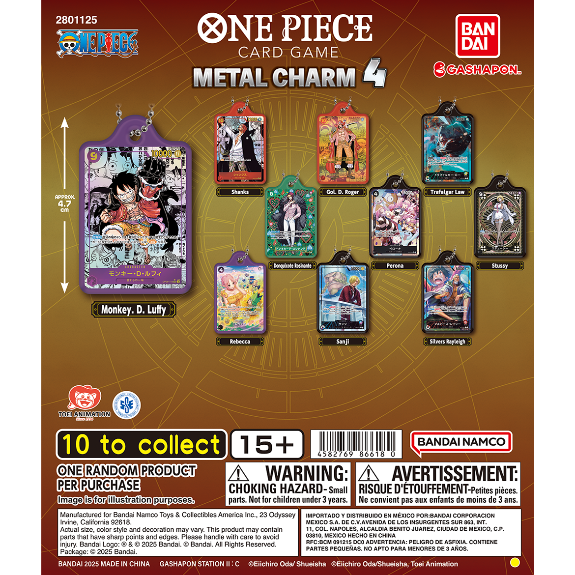 GASHAPON ONE PIECE CARD GAME METAL CHARM 4 - SET COMPLETO